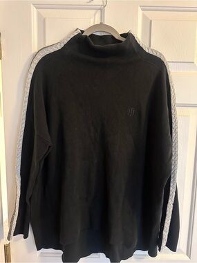Tommy Hilfiger Black Turtleneck Sweater with Gray Shoulder Stripes